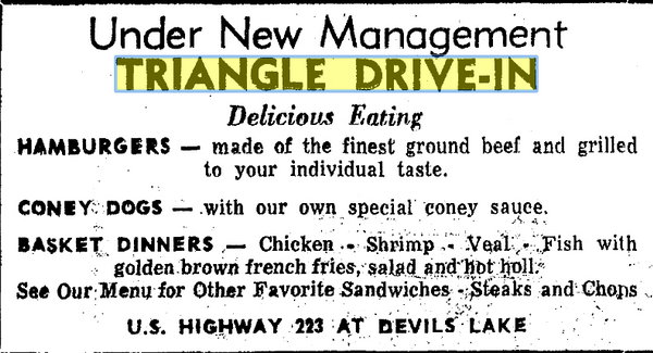 Tari-Ho Drive-In - Triangle Drive-In Ad Nov 1960